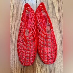 NWOT Red Jelly Slip-On Flats